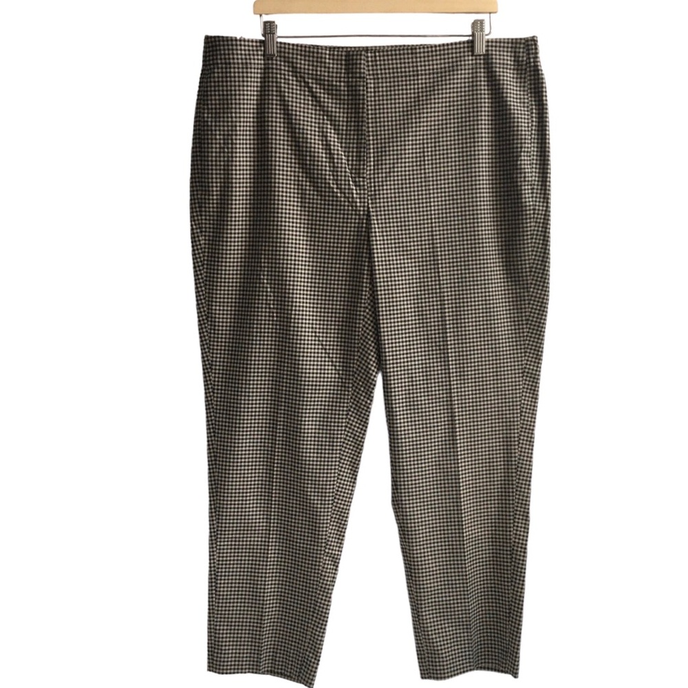 J Jill Plaid Checkered Cotton Ankle Pants Black Brown Size 18